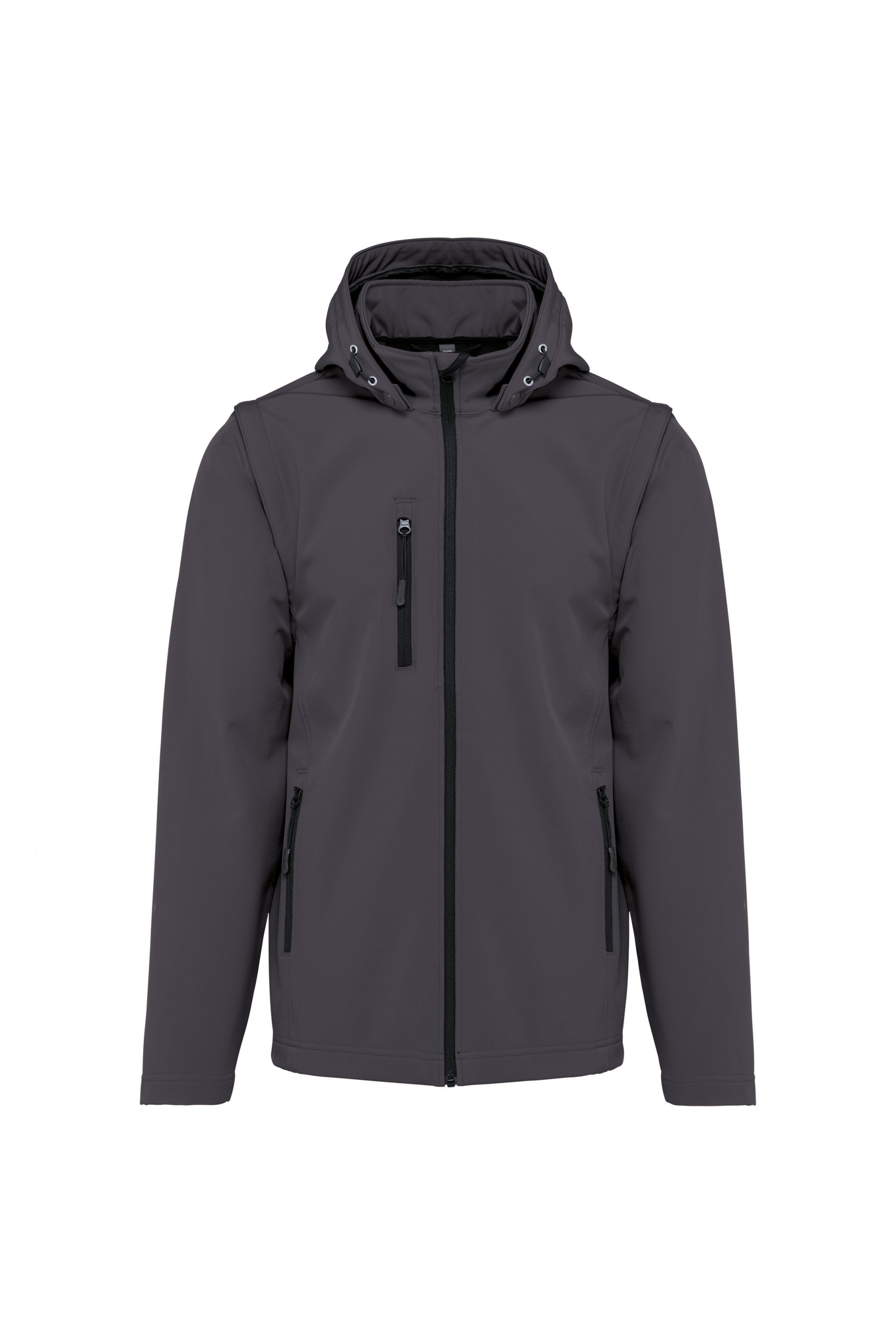 3-layer softshell hooded jacket with removable sle