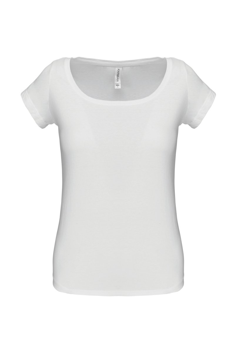 Boat neck short-sleeved T-shirt