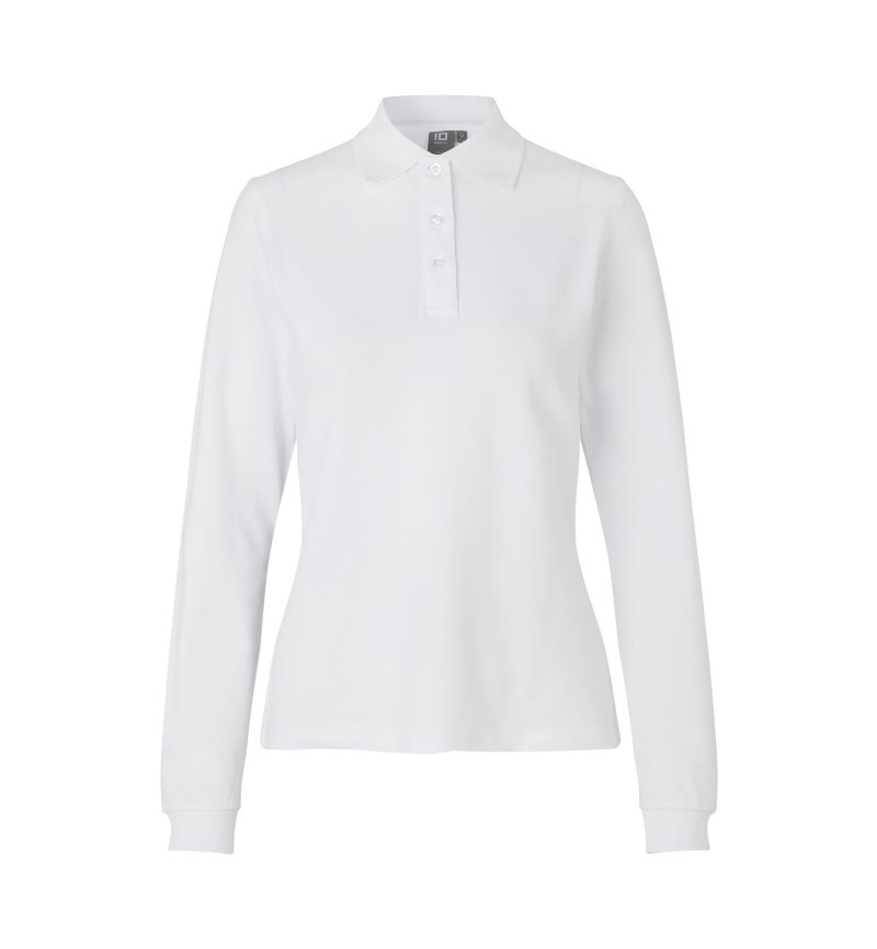 Long-sleeved polo shirt | stretch | women Kleuren white