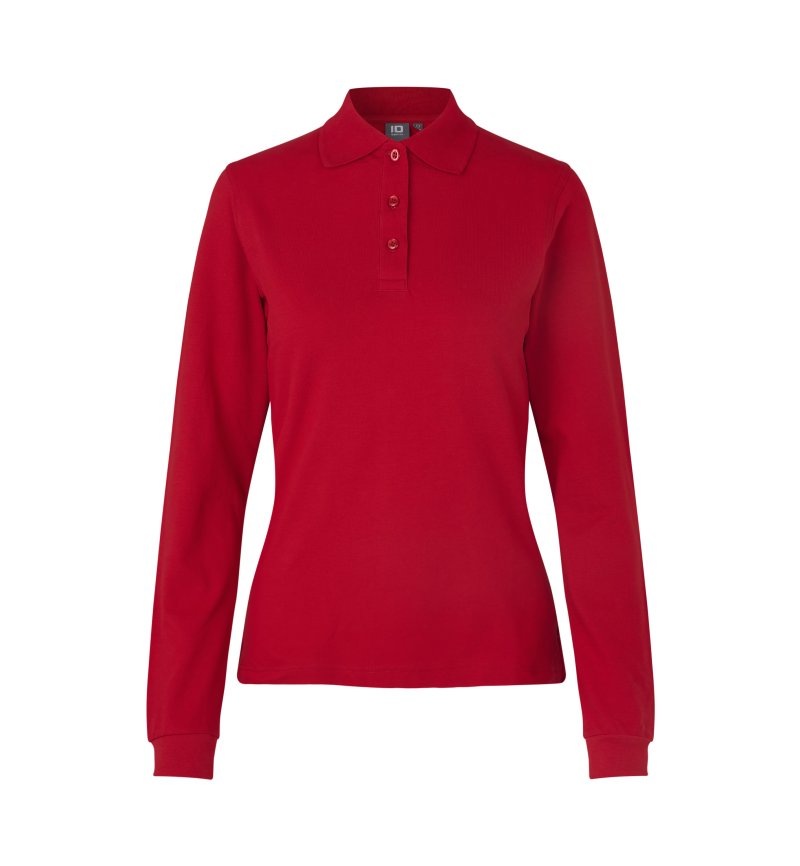 Long-sleeved polo shirt | stretch | women Kleuren red