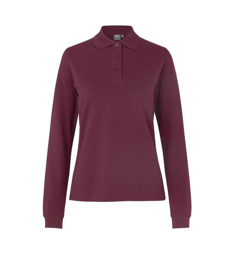 Long-sleeved polo shirt | stretch | women Kleuren bordeaux