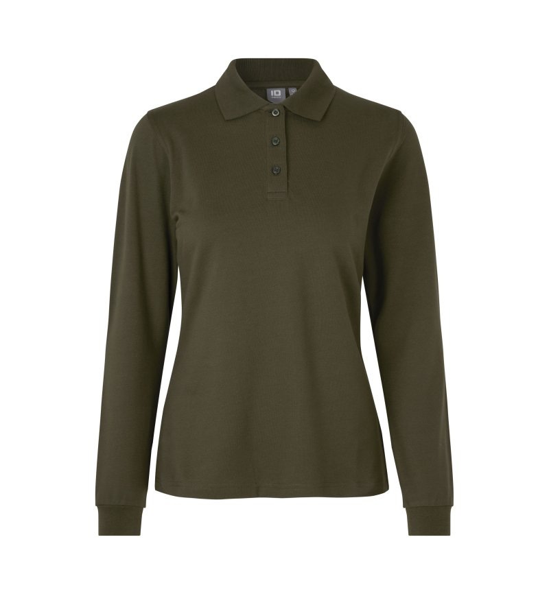 Long-sleeved polo shirt | stretch | women Kleuren olive