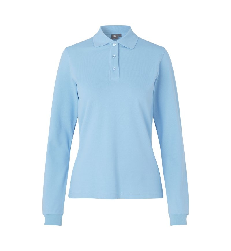 Long-sleeved polo shirt | stretch | women Kleuren light blue