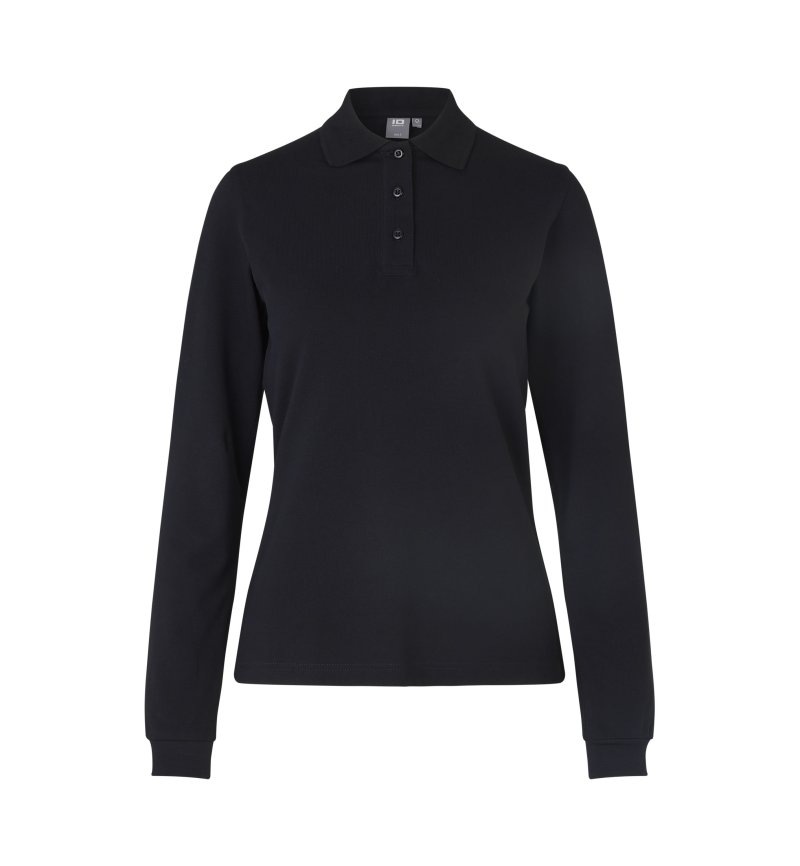 Long-sleeved polo shirt | stretch | women Kleuren black