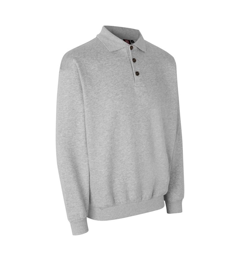 Polo sweatshirt | classic Kleuren grey melange