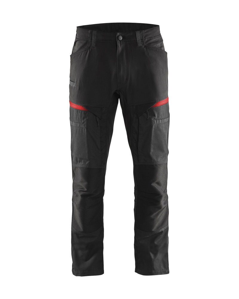Service werkbroek met stretch Kleuren zwart/rood