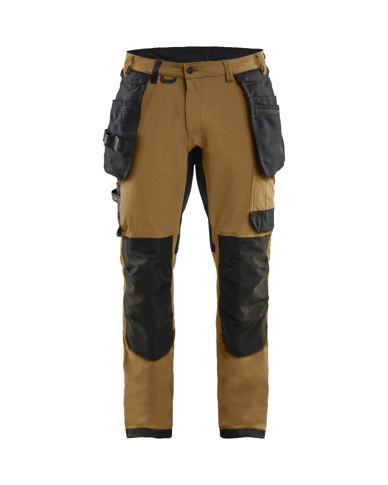 Softshell Werkbroek High Vis Kleuren nougat/zwart