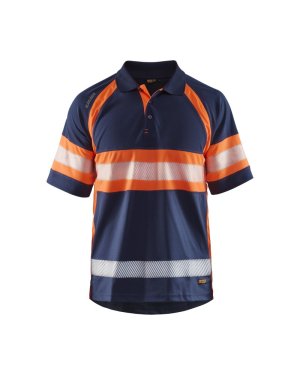 UV-Poloshirt High Vis Klasse 1 Kleur MARINE/ORANJE