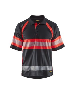 UV-Poloshirt High Vis Klasse 1 Kleur Zwart/High Vis Rood