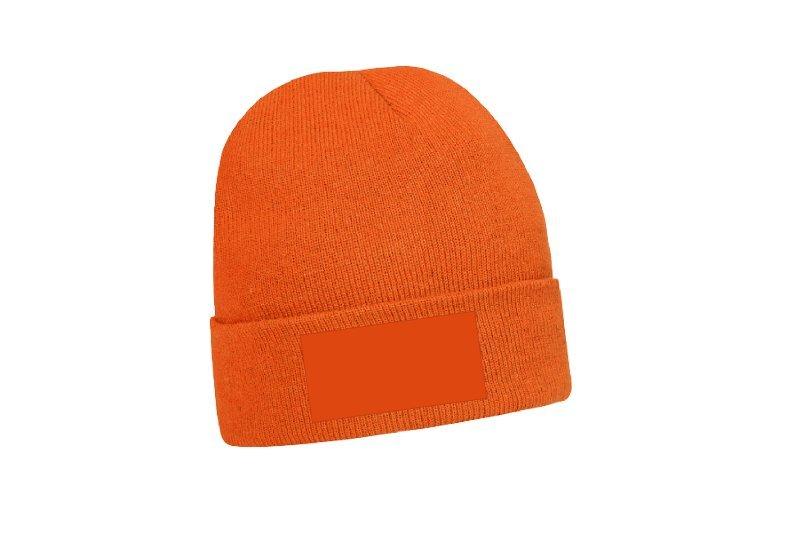 MUTS HEADWEAR 4243B  BEANIE ACRYL MET DRUKVLAK Kleur ORANGE