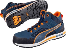 PUMA Crosstwist Mid S3S sportief en hieldemping in hiel Kleuren blauw/oranje