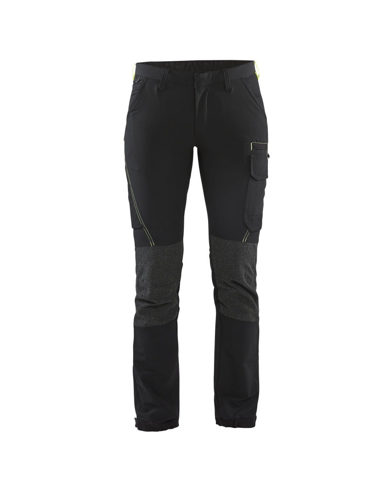 Dames Service werkbroek 4-weg stretch Kleuren zwart/high vis geel