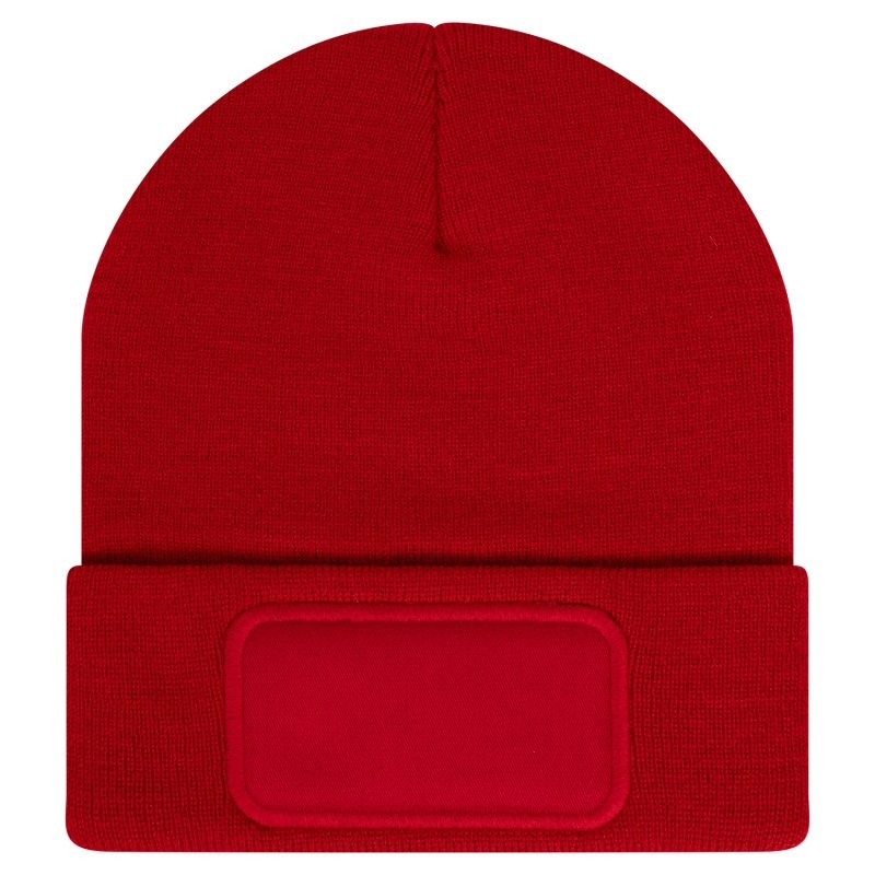 Acrylic patch beanie black one size Kleuren red