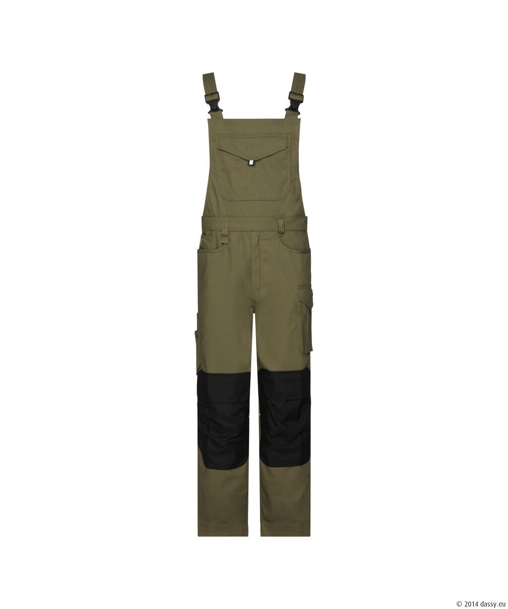 Ito Flex Bretelbroek met stretch en kniezakken Kleuren kakigroen/zwart