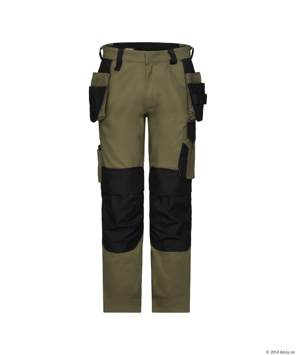 Rossi Flex Holsterzakkenbroek met stretch en kniez Kleuren kakigroen/zwart