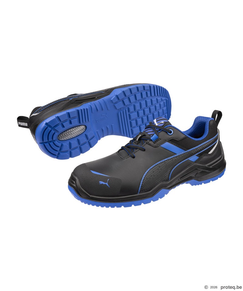 PUMA Krypton Blue Low S3S ESD leder Kleuren zwart/blauw