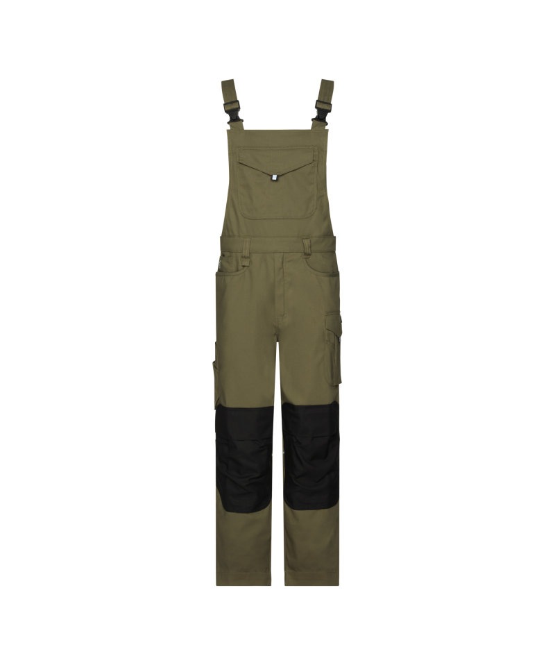 Ito Bretelbroek met kniezakken Kleuren kakigroen/zwart