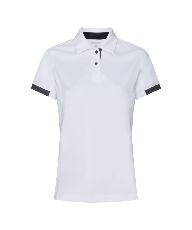 Traxion Next Women Polo sneldrogend polyester Kleur_Afbeeldingen WIT/ANTRACIETGRIJS