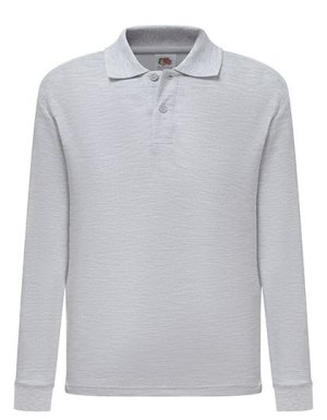 Long Sleeve 65/35 kids polo Kleur_W Heather Grey