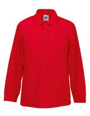 Long Sleeve 65/35 kids polo Kleur_W Red