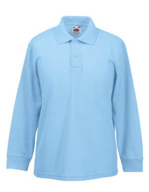 Long Sleeve 65/35 kids polo Kleur_W Sky Blue