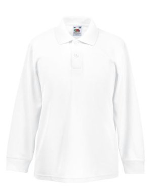 Long Sleeve 65/35 kids polo Kleur_W White