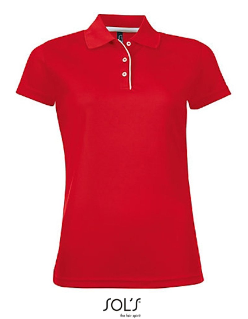 Women's Sport Polo Shirt Performer Kleuren red