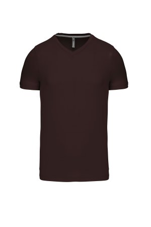 Short-sleeved V-neck T-shirt K357 Kleur CHOCOLATE