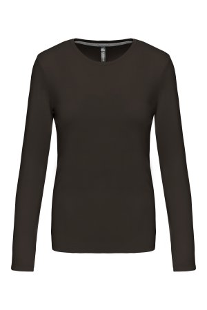 Long-sleeved crew neck T-shirt K383 Kleur DARK KHAKI