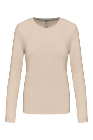 Long-sleeved crew neck T-shirt K383 Kleur Light Sand