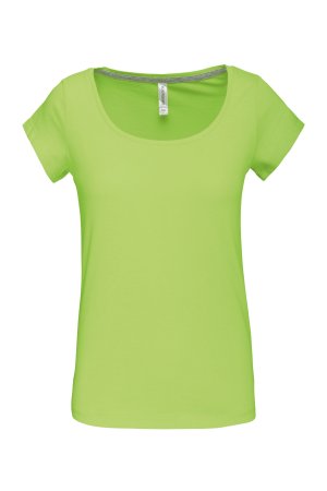 Boat neck short-sleeved T-shirt K384 Kleur LIME