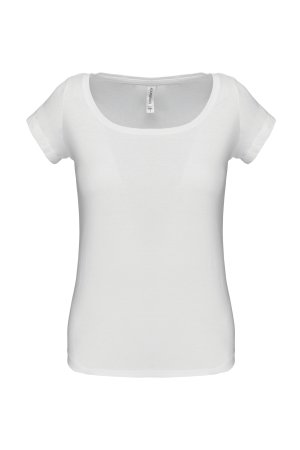 Boat neck short-sleeved T-shirt K384 Kleur WHITE