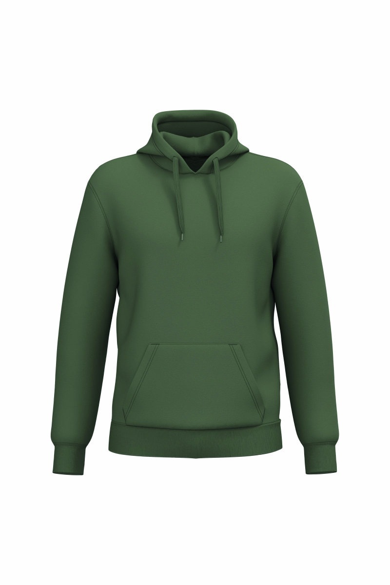 Gerecyclede uniseks sweater met capuchon Kleuren caper green