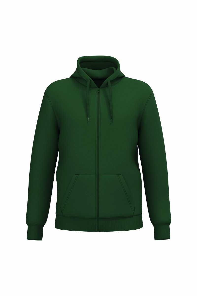 Gerecyclede uniseks sweater met rits en capuchon Kleuren forest green