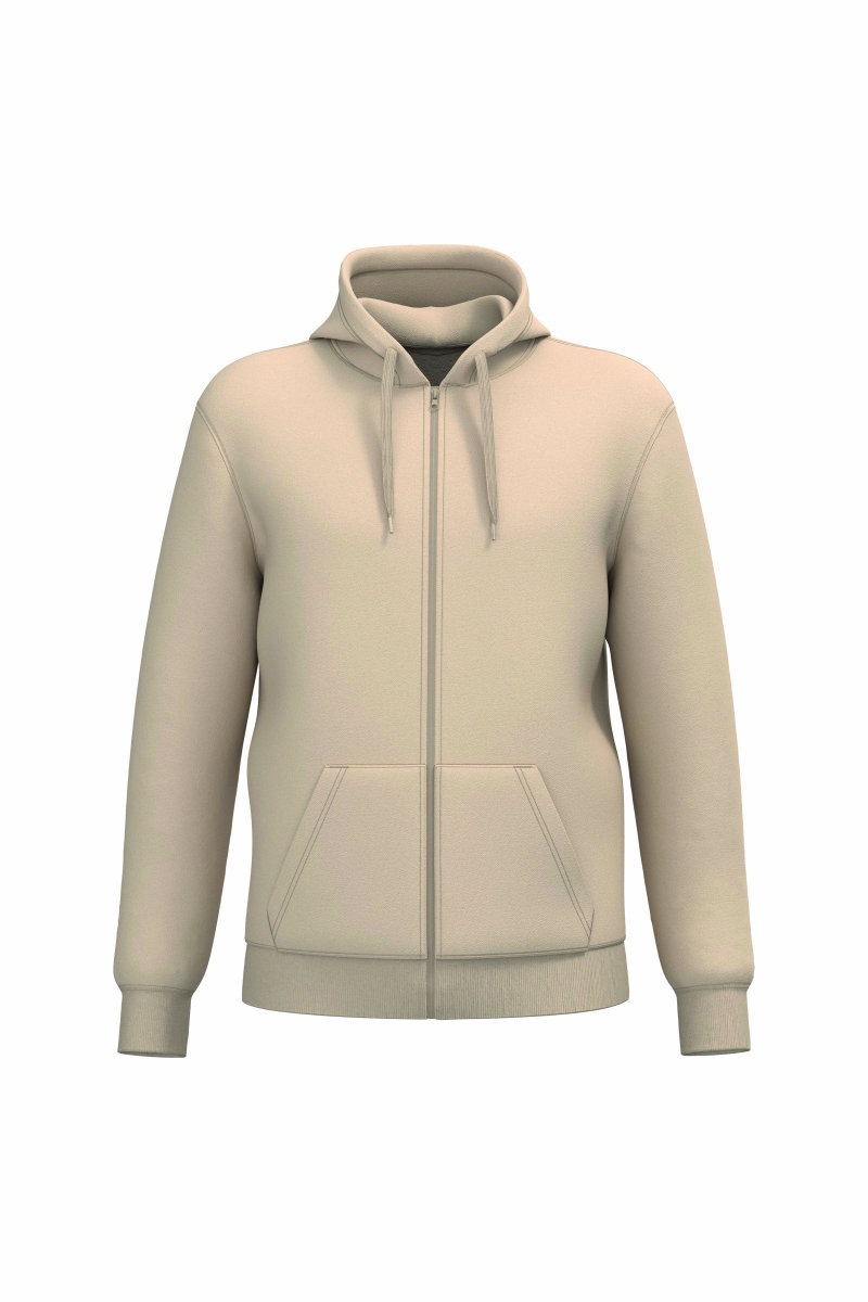 Gerecyclede uniseks sweater met rits en capuchon Kleuren light sand