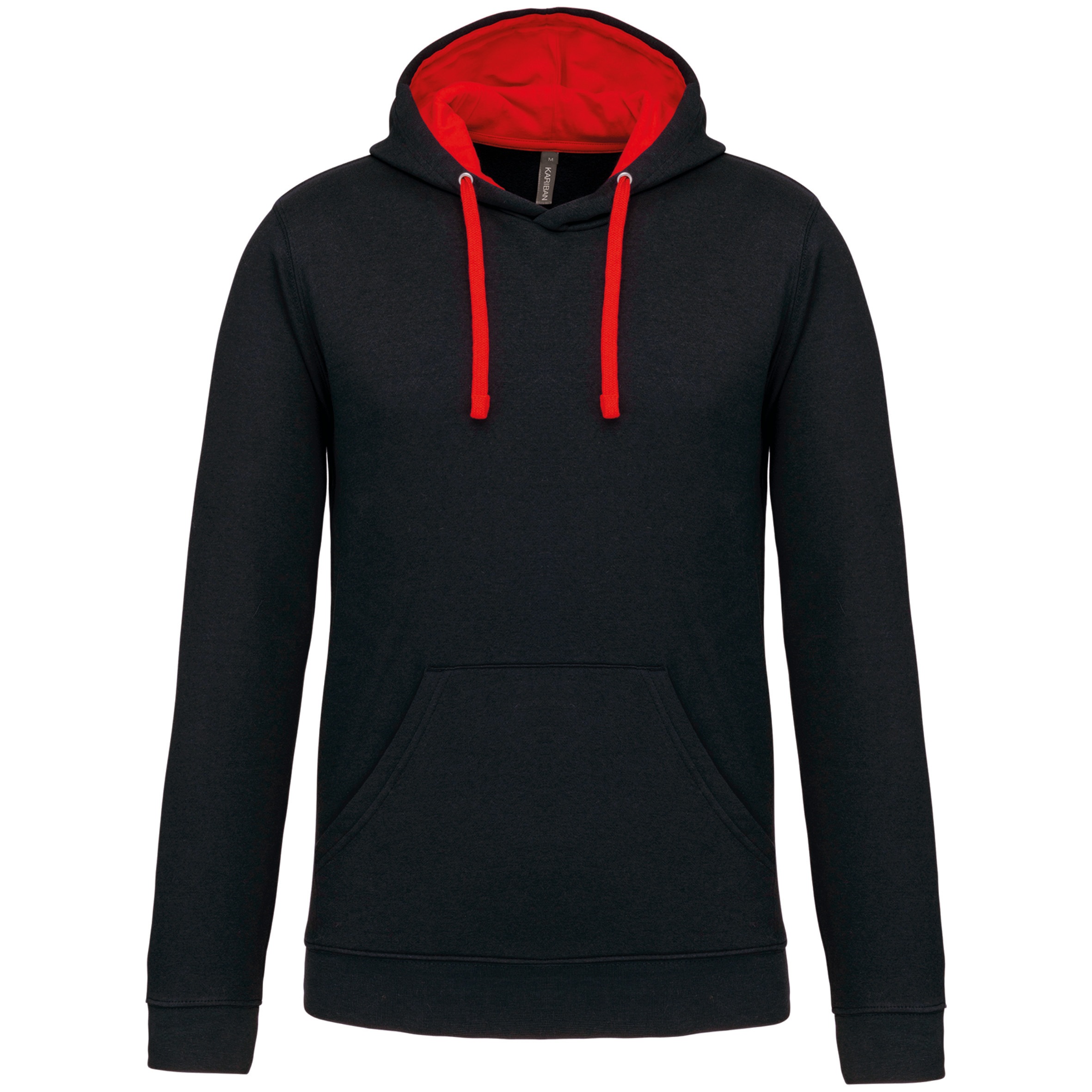Hooded sweater met gecontrasteerde capuchon Kleuren black / red