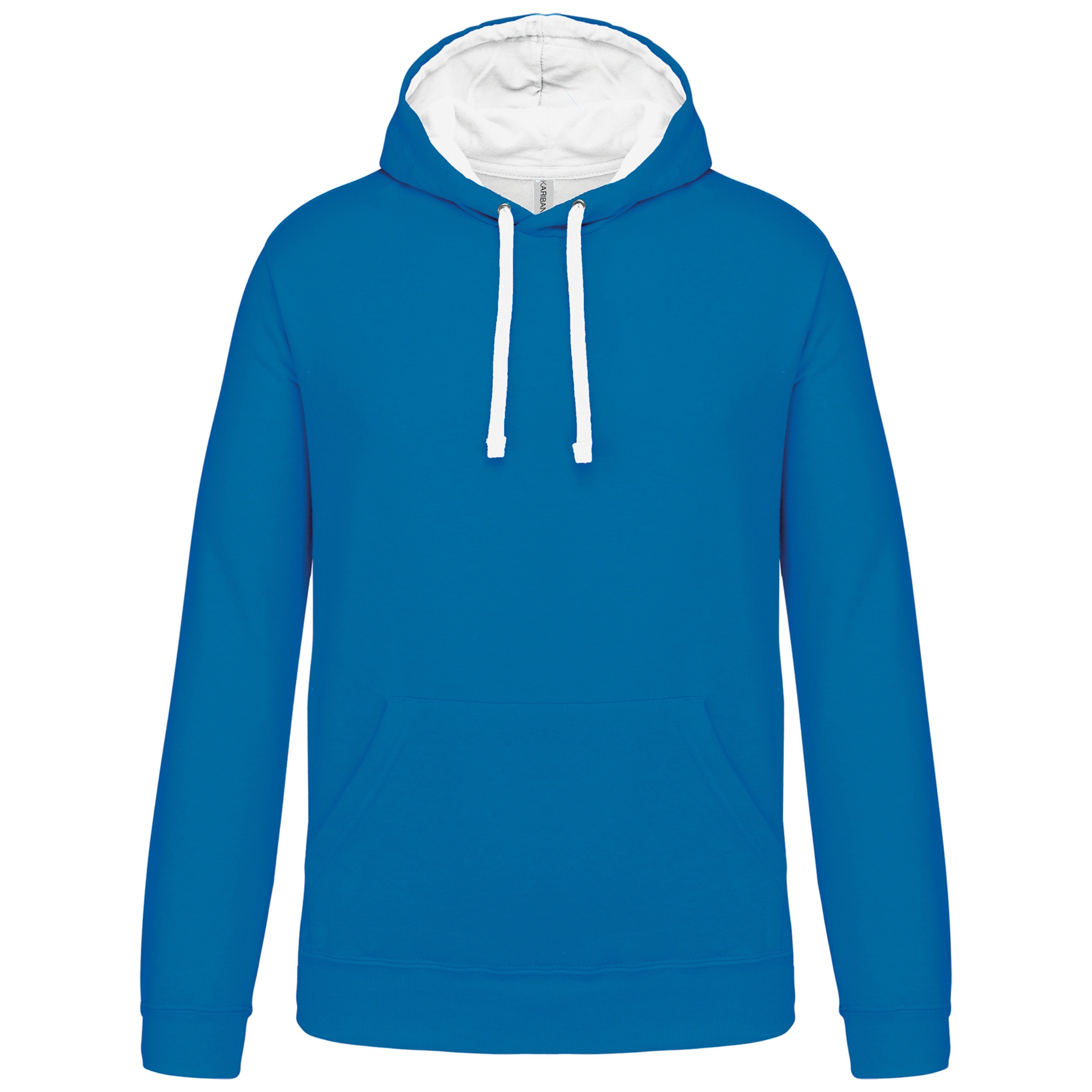 Hooded sweater met gecontrasteerde capuchon Kleuren tropical blue / white