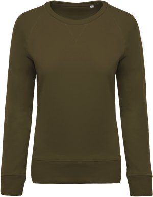 Organic cotton crew neck raglan sleeve sweatshirt K481 Kleur MOSSY GREEN