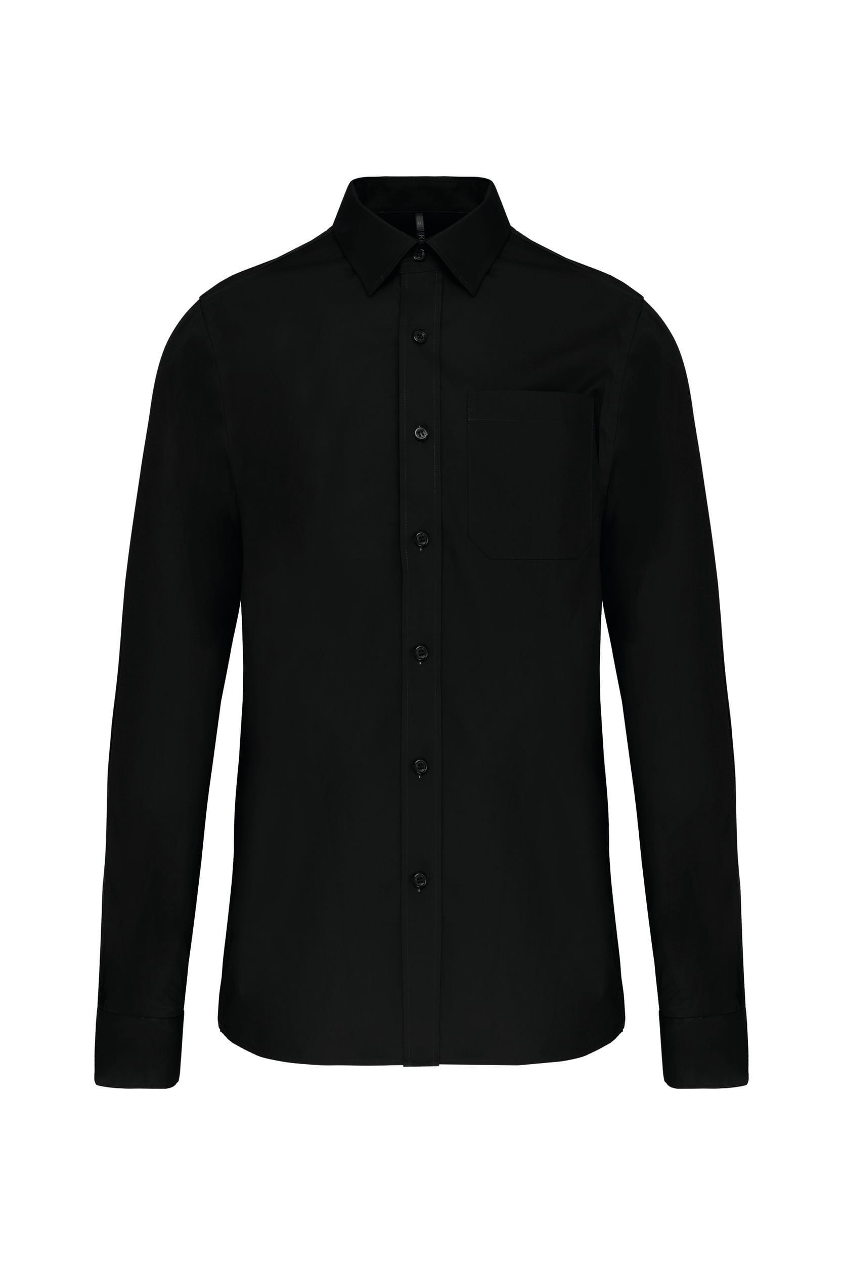 Heren poplin overhemd lange mouwen Kleuren black