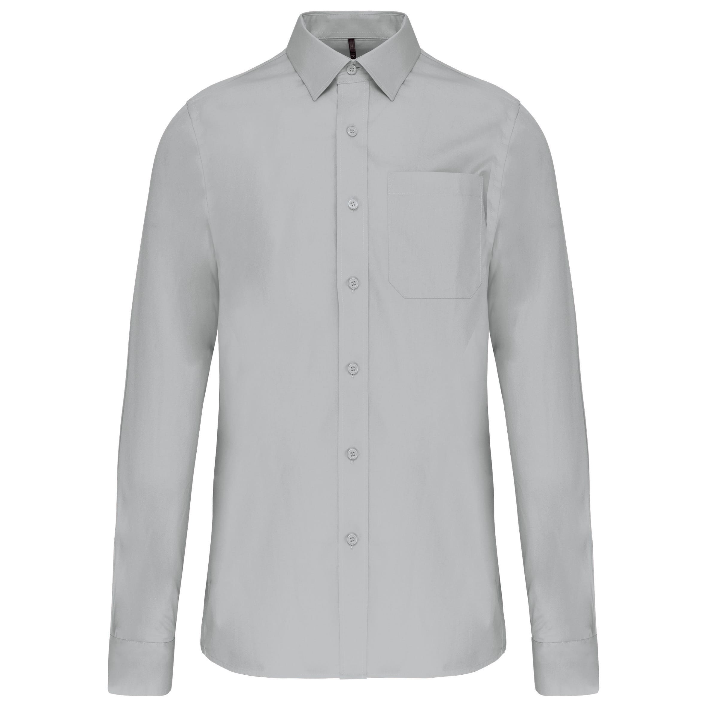 Heren poplin overhemd lange mouwen Kleuren snow grey