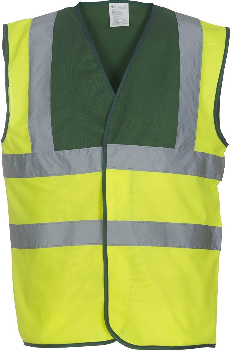 Signalisatievest met 2 Banden &amp; Bretels Kleur PARAMEDIC GREEN / HI VIZ YELLOW