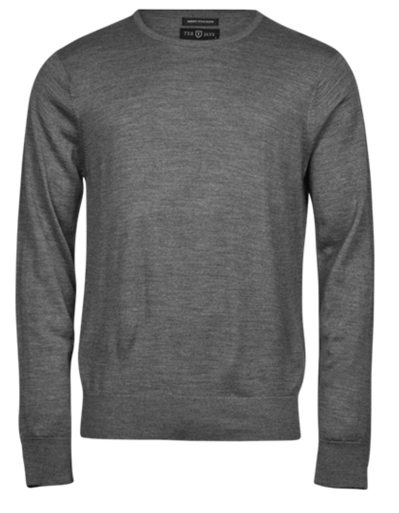 Men's Crew Neck Pullover merino wol Kleur_Afbeeldingen GREY MELANGE