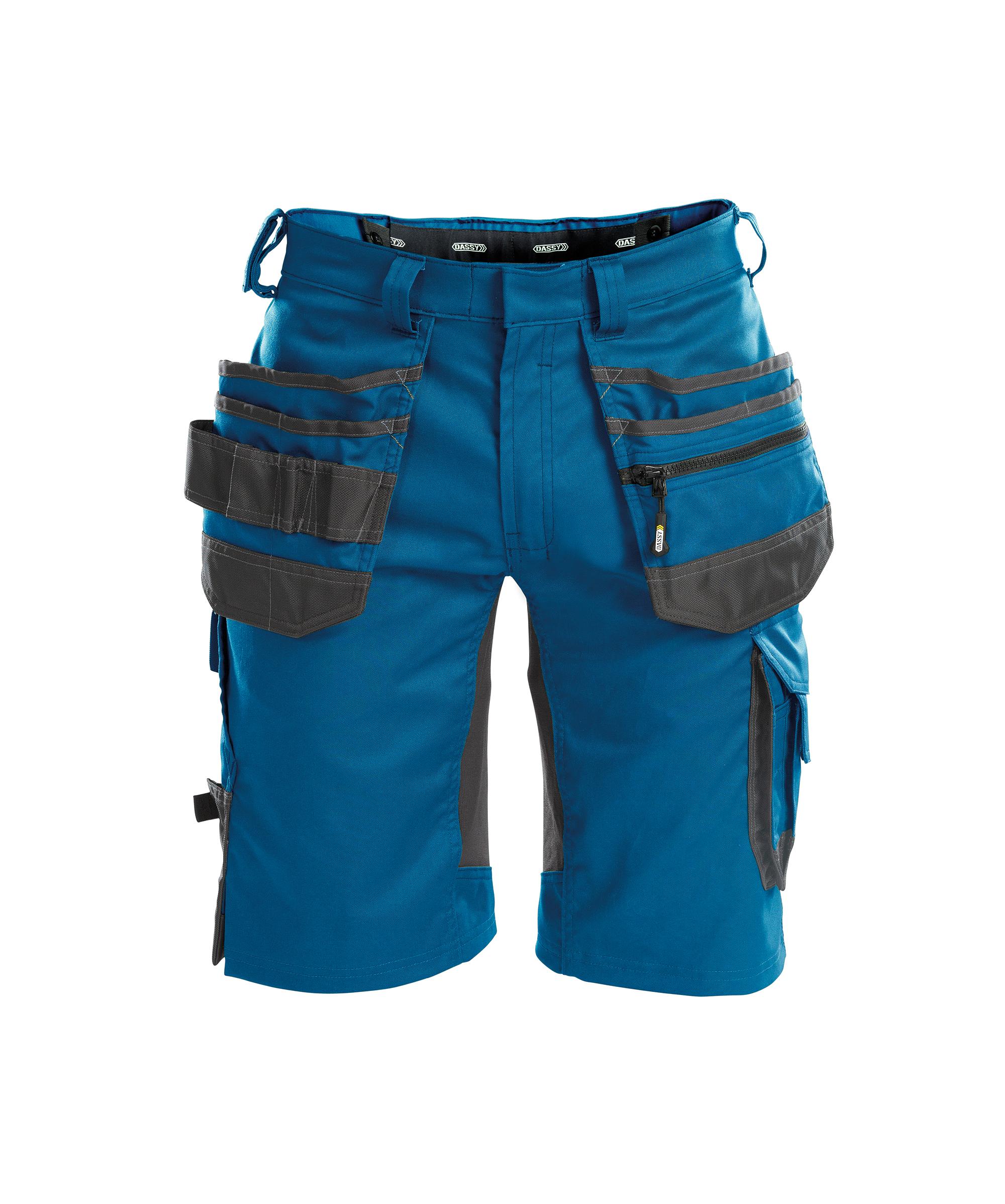 images/productimages/small/trix-work-shorts-with-stretch-and-holster-pockets-azure-blue-anthracite-grey-front.jpg
