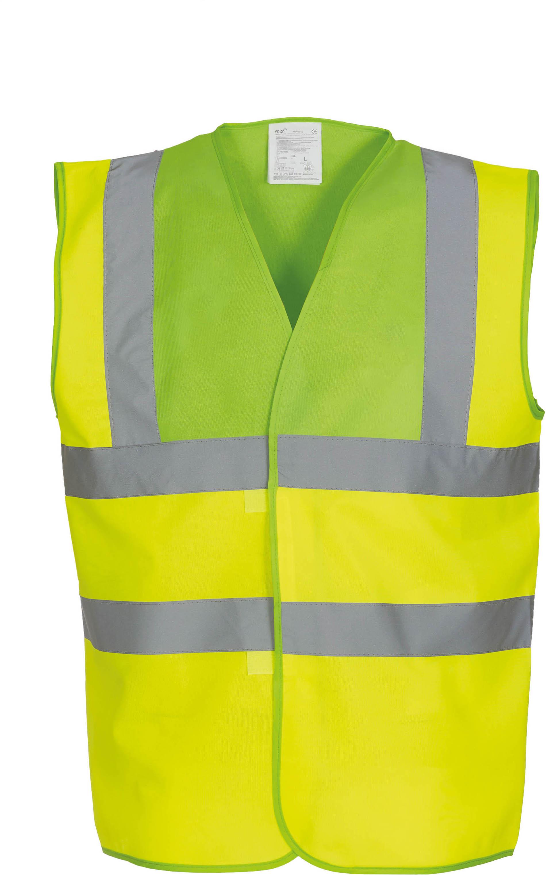 Signalisatievest met 2 Banden &amp; Bretels Kleur LIME / HI VIZ YELLOW
