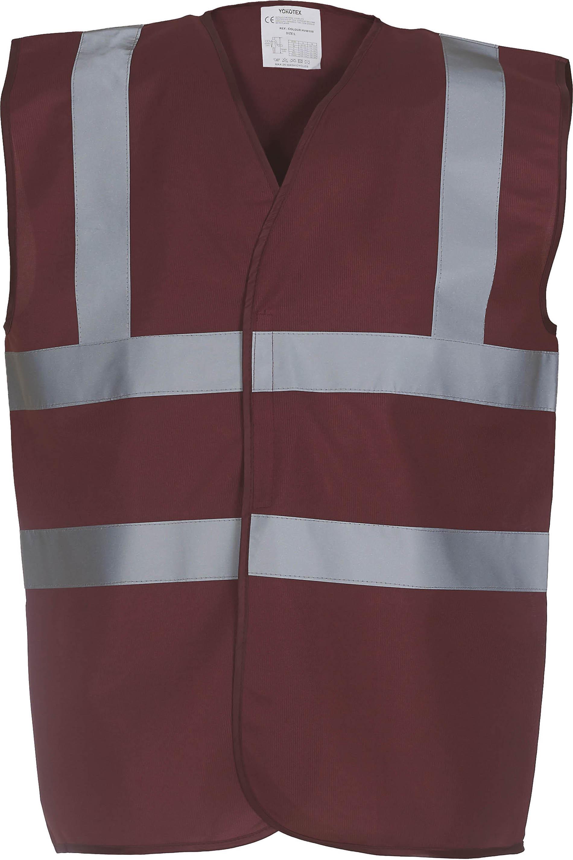 Signalisatievest met 2 Banden &amp; Bretels Kleur MAROON