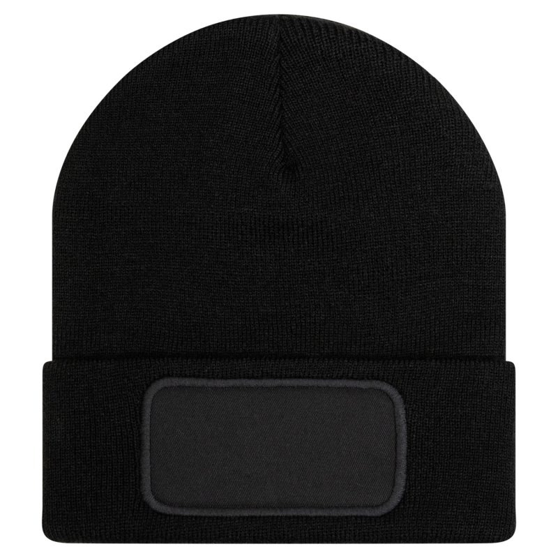 Acrylic patch beanie black one size