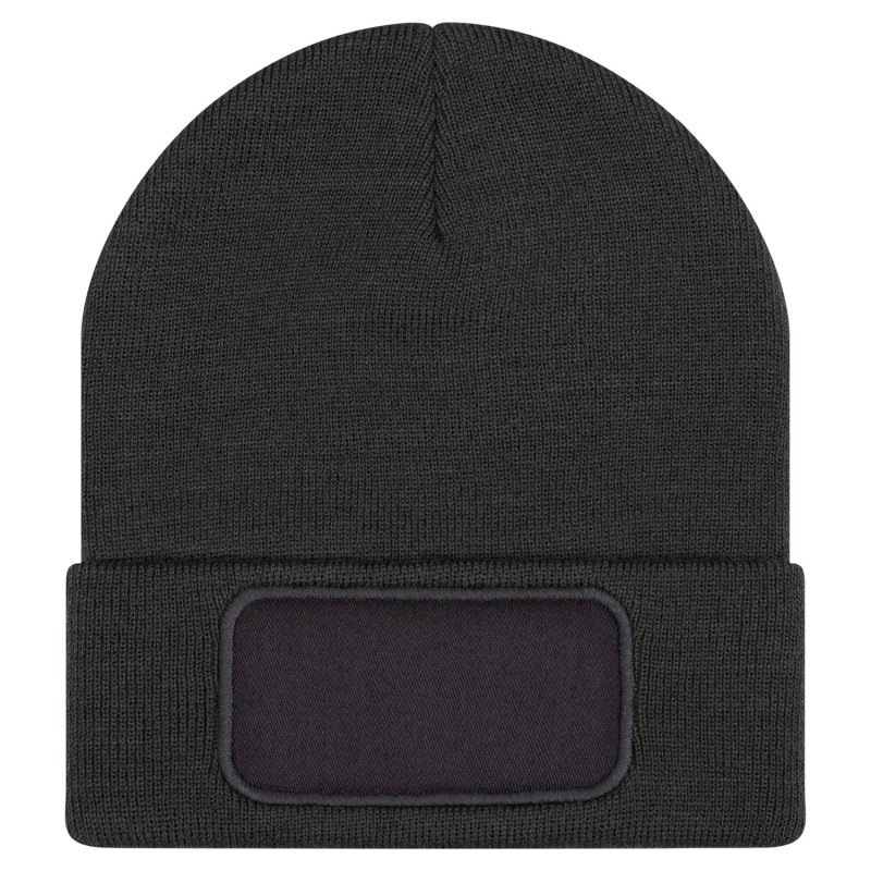 Acrylic patch beanie black one size