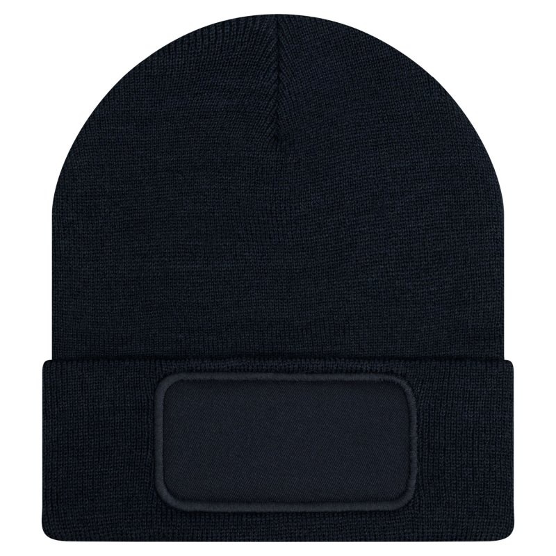 Acrylic patch beanie black one size